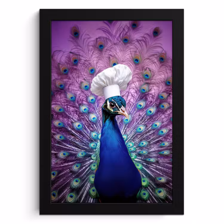 Cuadros enmarcados - Pavo real - Gorro de cocinero - Genial - Morado — 1