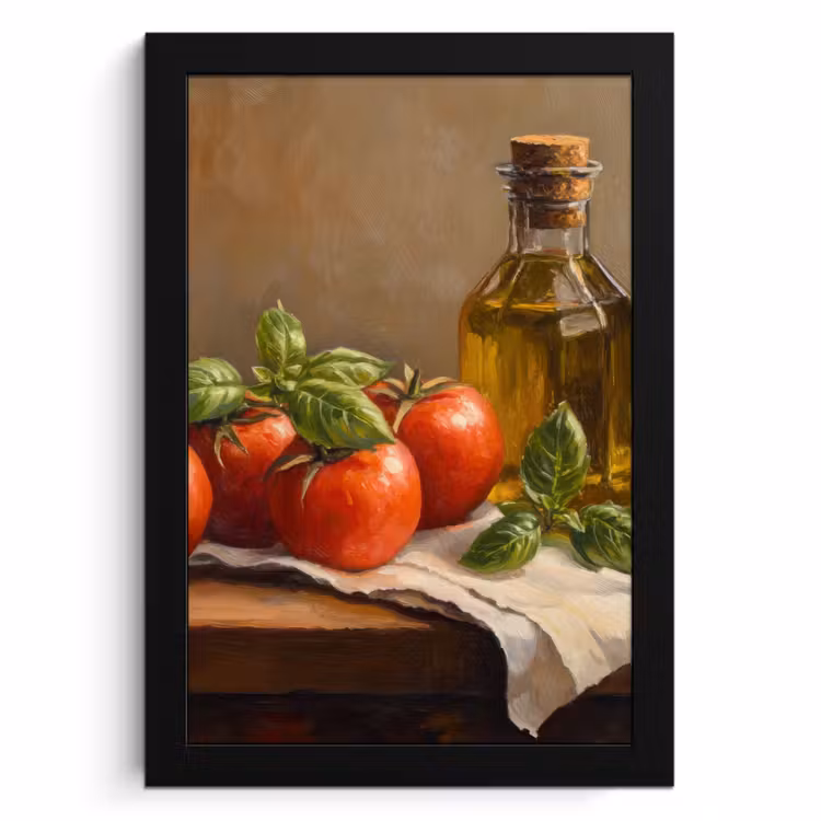 Cuadros enmarcados - Tomates - Aceite de oliva - Naturaleza muerta — 1