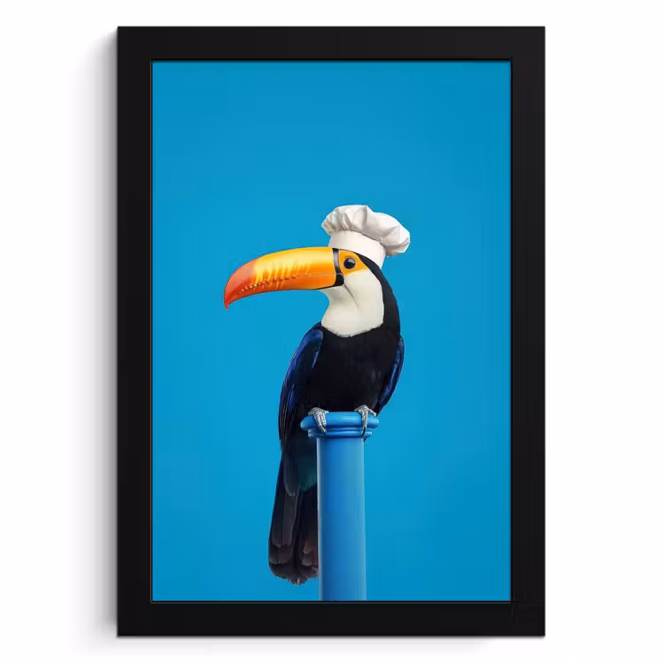 Cuadros enmarcados - Tucán - Pedestal - Ave - Gorro de cocinero — 1