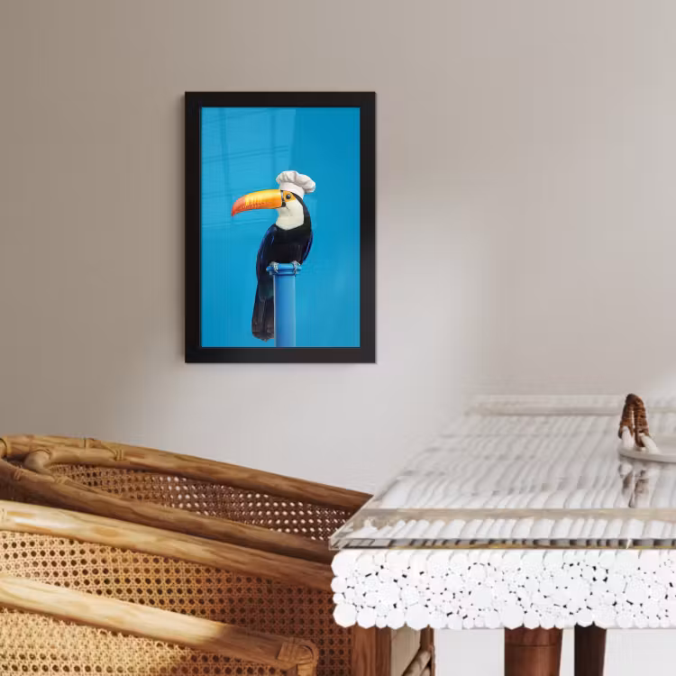 Cuadros enmarcados - Tucán - Pedestal - Ave - Gorro de cocinero — 4