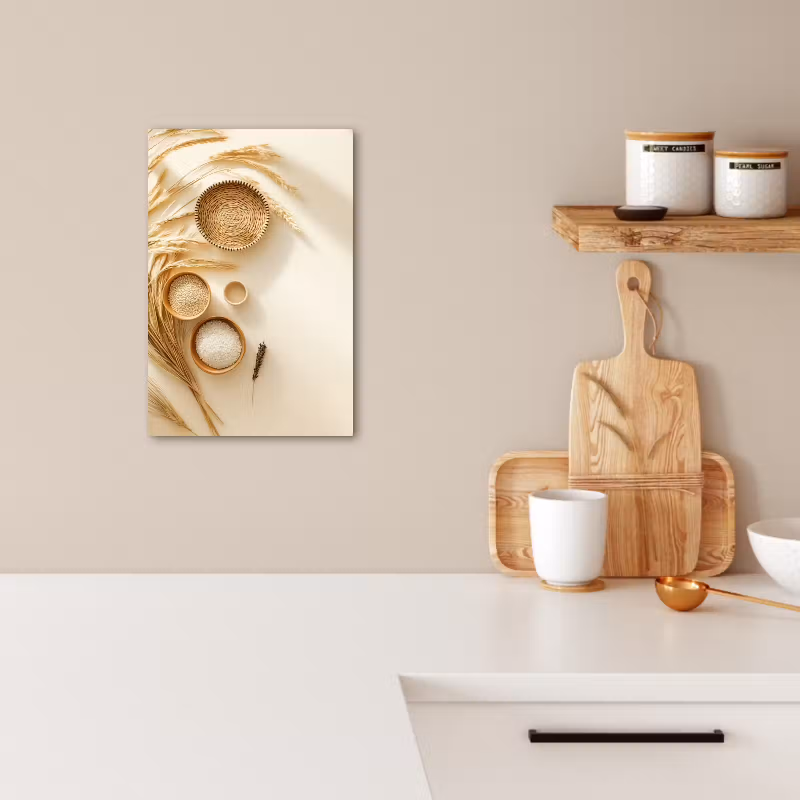 Lienzos decorativos - Cereales - Madera - Cuenco - Beige — 1