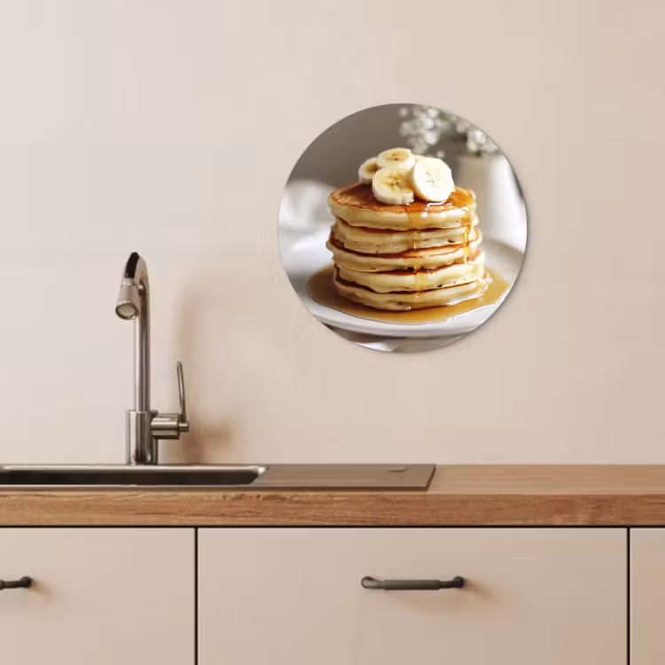 Cuadro redondo - Tortitas - Plátano - Sirope - Blanco - Beige — 2