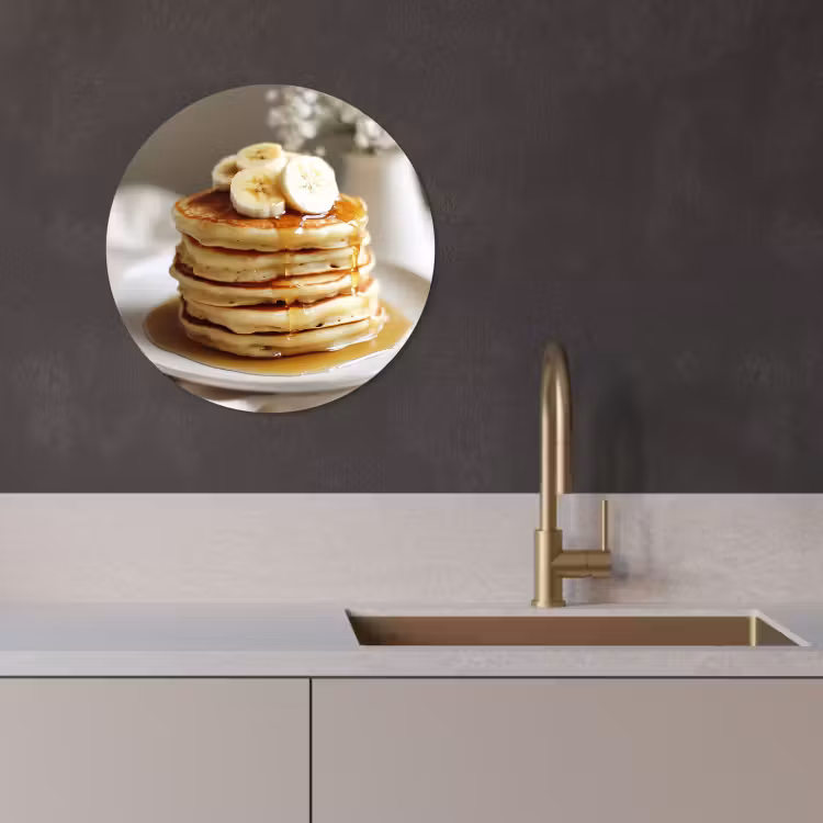 Cuadro redondo - Tortitas - Plátano - Sirope - Blanco - Beige — 3