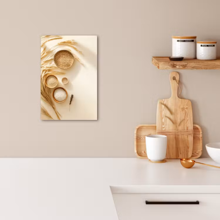 Lienzos decorativos - Cereales - Madera - Cuenco - Beige — 1