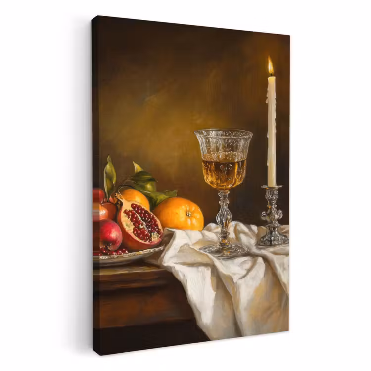 Lienzos decorativos - Fruta - Bodegón - Vino - Vela — 1