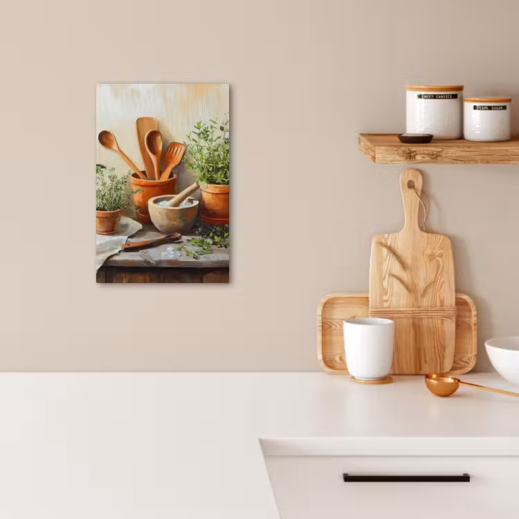 Lienzos decorativos - Macetas - Hierbas - Madera — 3