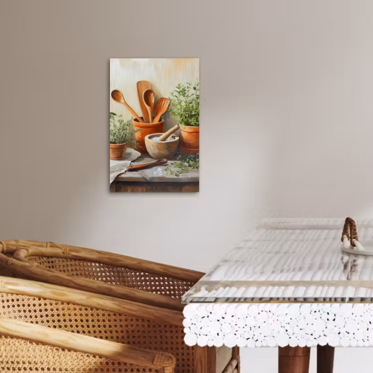 Lienzos decorativos - Macetas - Hierbas - Madera — 4