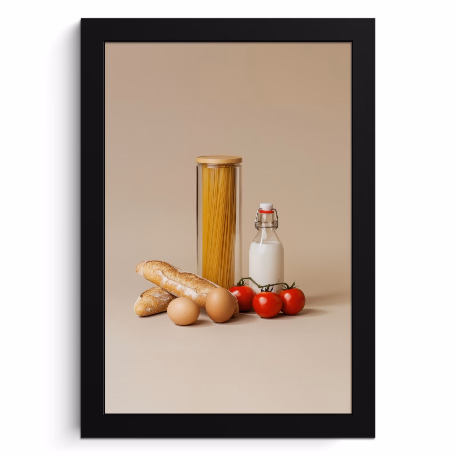Cuadros enmarcados - Espaguetis - Leche - Tomates - Huevos - Pan — 1