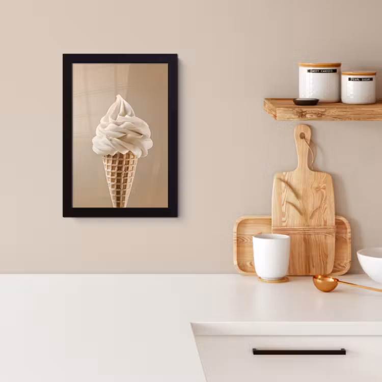 Cuadros enmarcados - Helado - Helado suave - Cremoso - Cuerno - Beige — 2