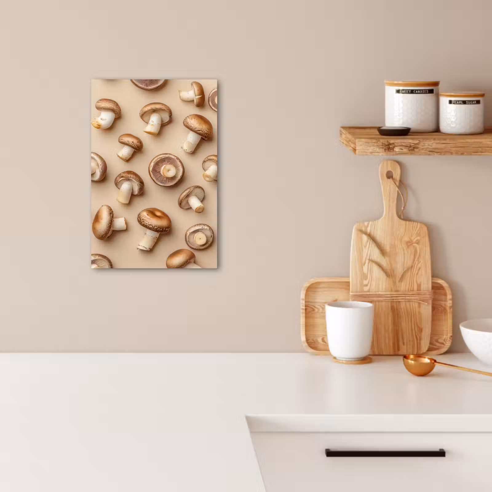 Lienzos decorativos - Castaño Setas - Beige — 1