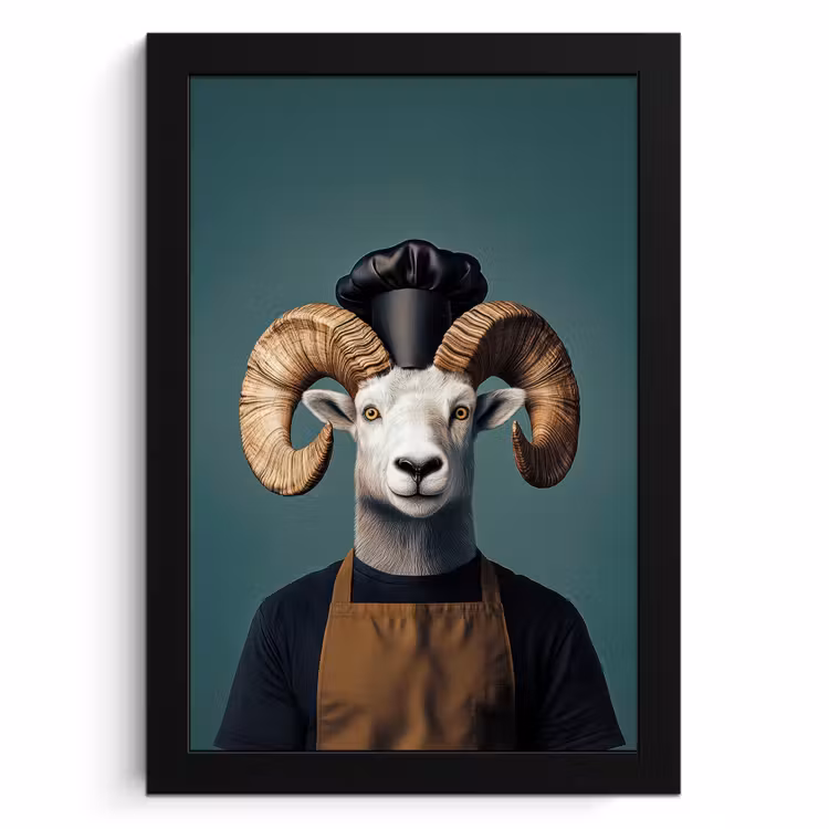 Cuadros enmarcados - Cabra - Cuernos - Ropa de cocinero — 1