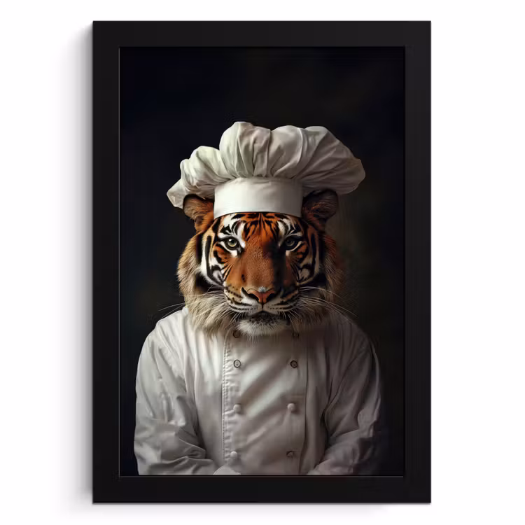 Cuadros enmarcados - Tigre - Ropa de cocinero - Marrón — 1