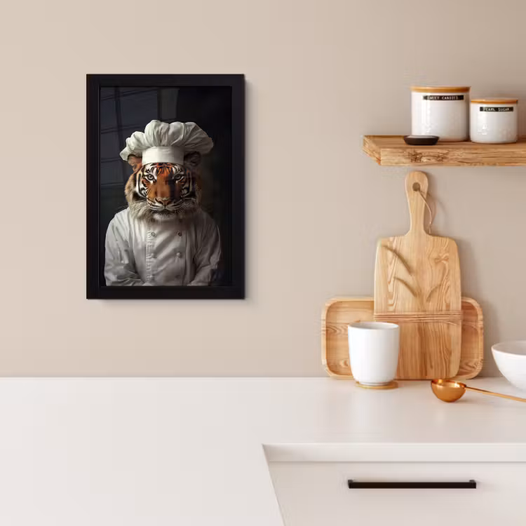 Cuadros enmarcados - Tigre - Ropa de cocinero - Marrón — 2