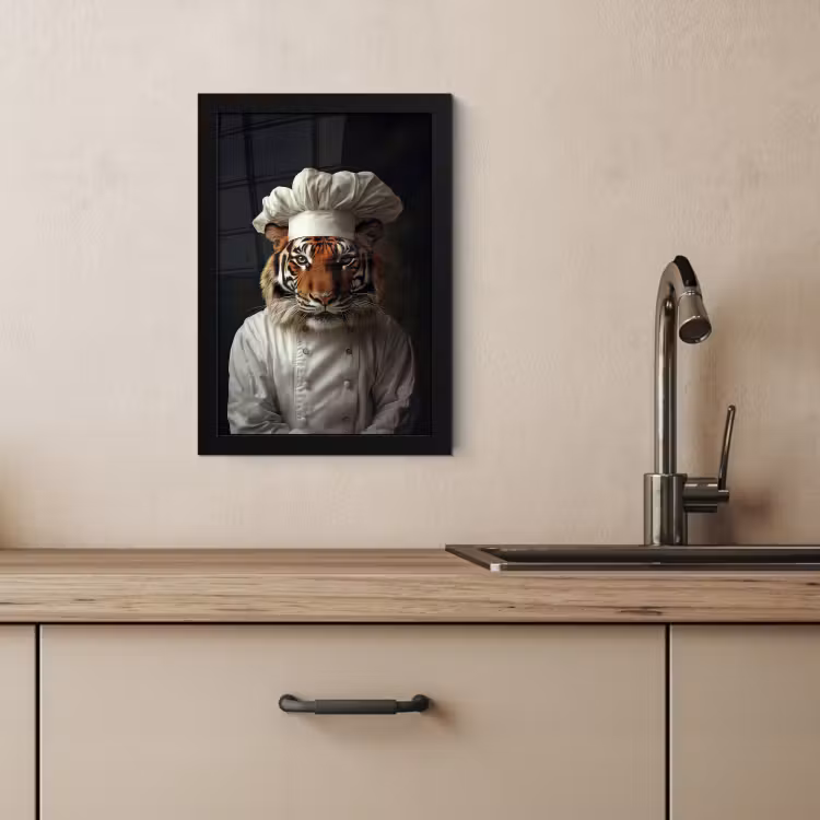 Cuadros enmarcados - Tigre - Ropa de cocinero - Marrón — 4