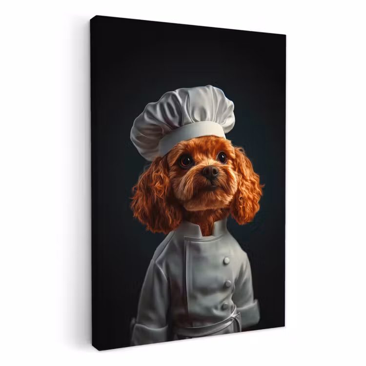 Lienzos decorativos - Marrón - Cocinero - Perro — 1