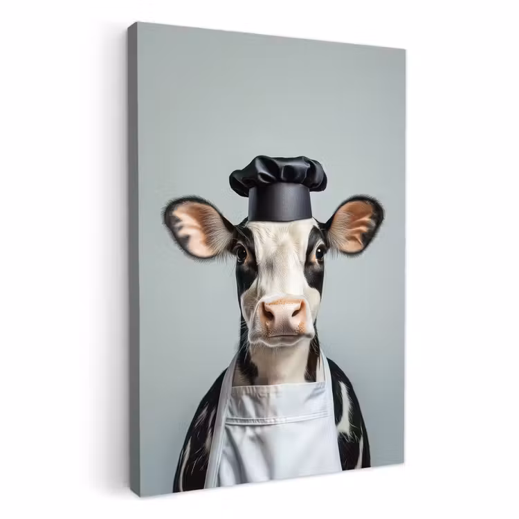 Lienzos decorativos - Vaca - Negro - Blanco - Cocinero — 1