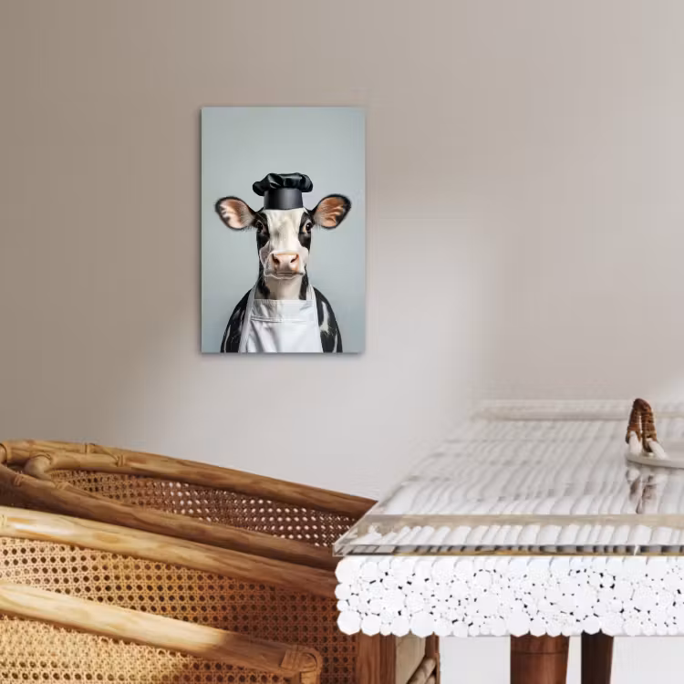 Lienzos decorativos - Vaca - Negro - Blanco - Cocinero — 3