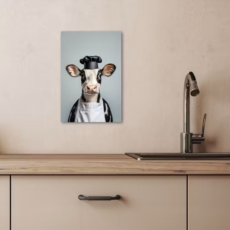 Lienzos decorativos - Vaca - Negro - Blanco - Cocinero — 4