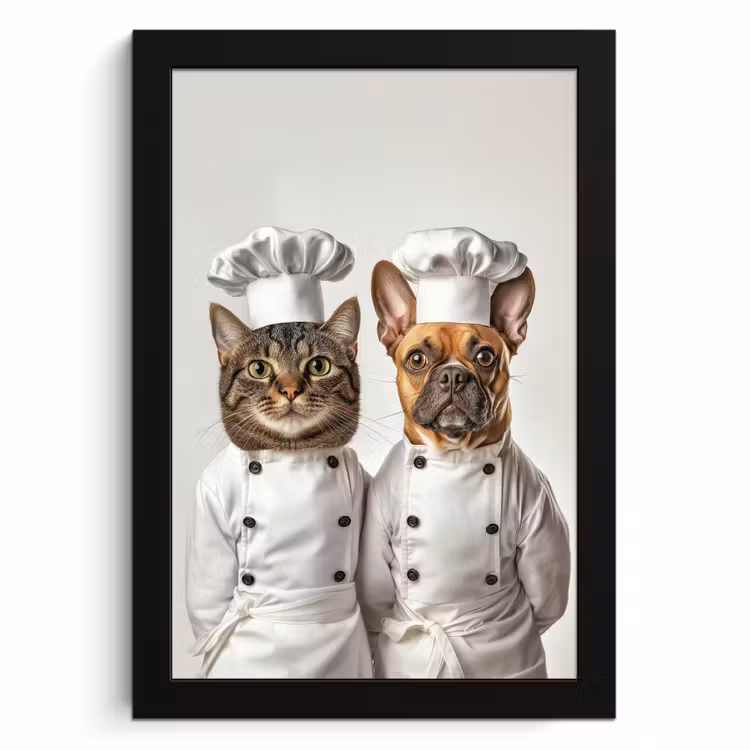 Cuadros enmarcados - Gato - Perro - Ropa de cocina — 1