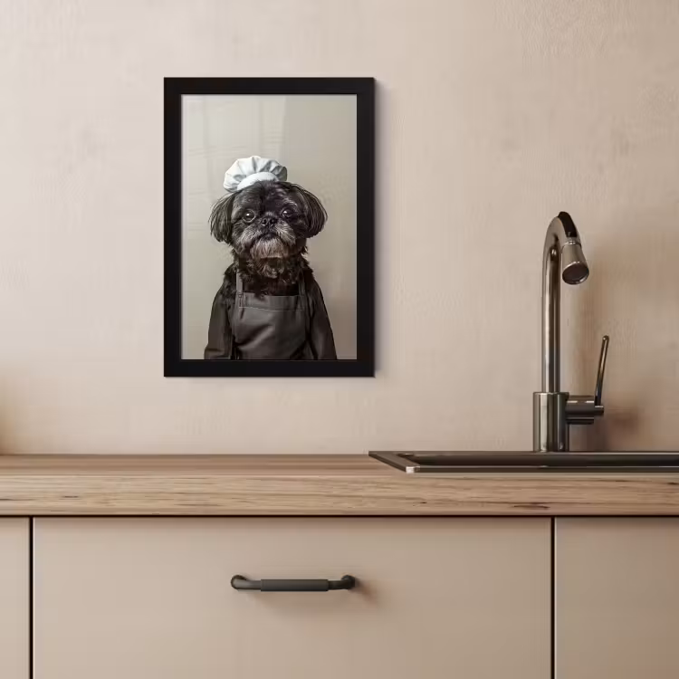 Cuadros enmarcados - Ropa de cocinero - Negra - Perro — 3