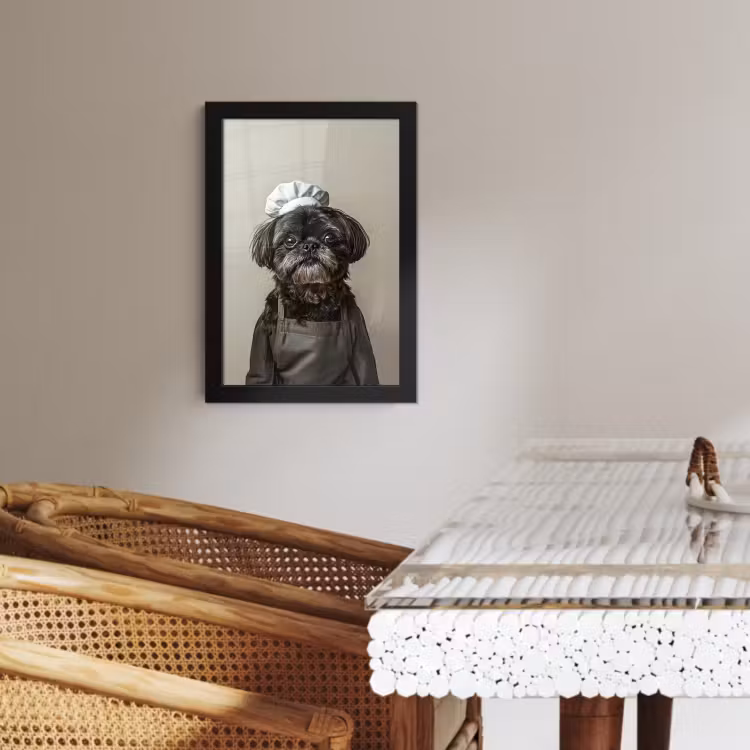 Cuadros enmarcados - Ropa de cocinero - Negra - Perro — 4