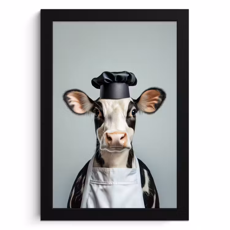 Cuadros enmarcados - Vaca - Negro - Blanco - Cocinero — 1