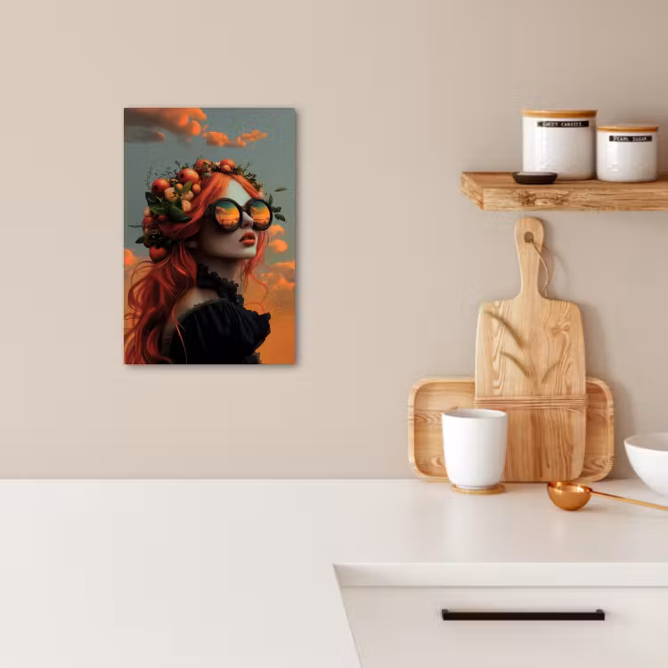Lienzos decorativos - Mujer - Corona - Tomate - Albahaca - Gafas de sol — 3