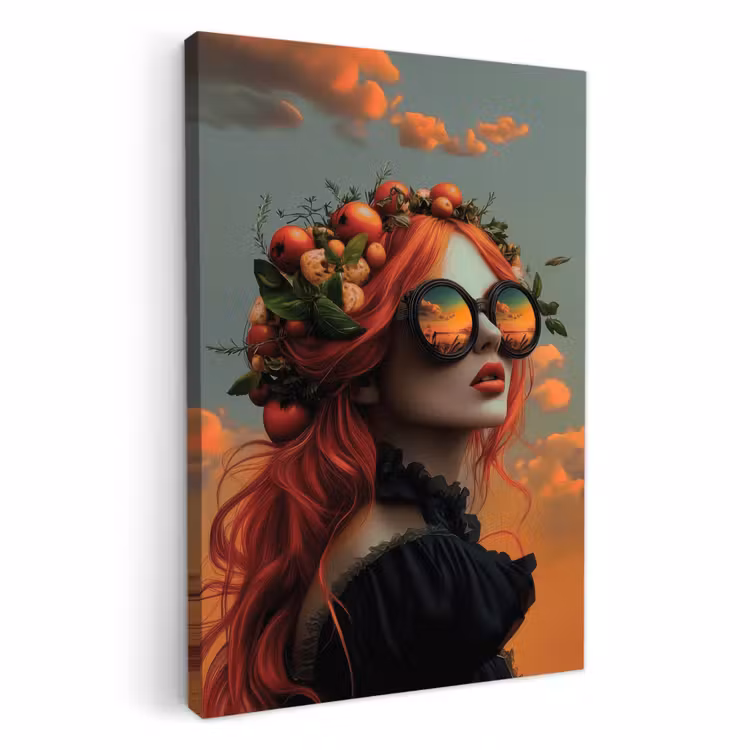 Lienzos decorativos - Mujer - Corona - Tomate - Albahaca - Gafas de sol — 4