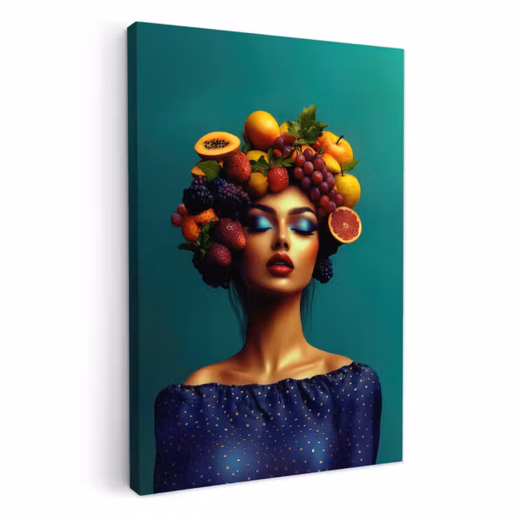 Lienzos decorativos - Mujer - Tocada - Tropical - Fruta - Uvas — 1