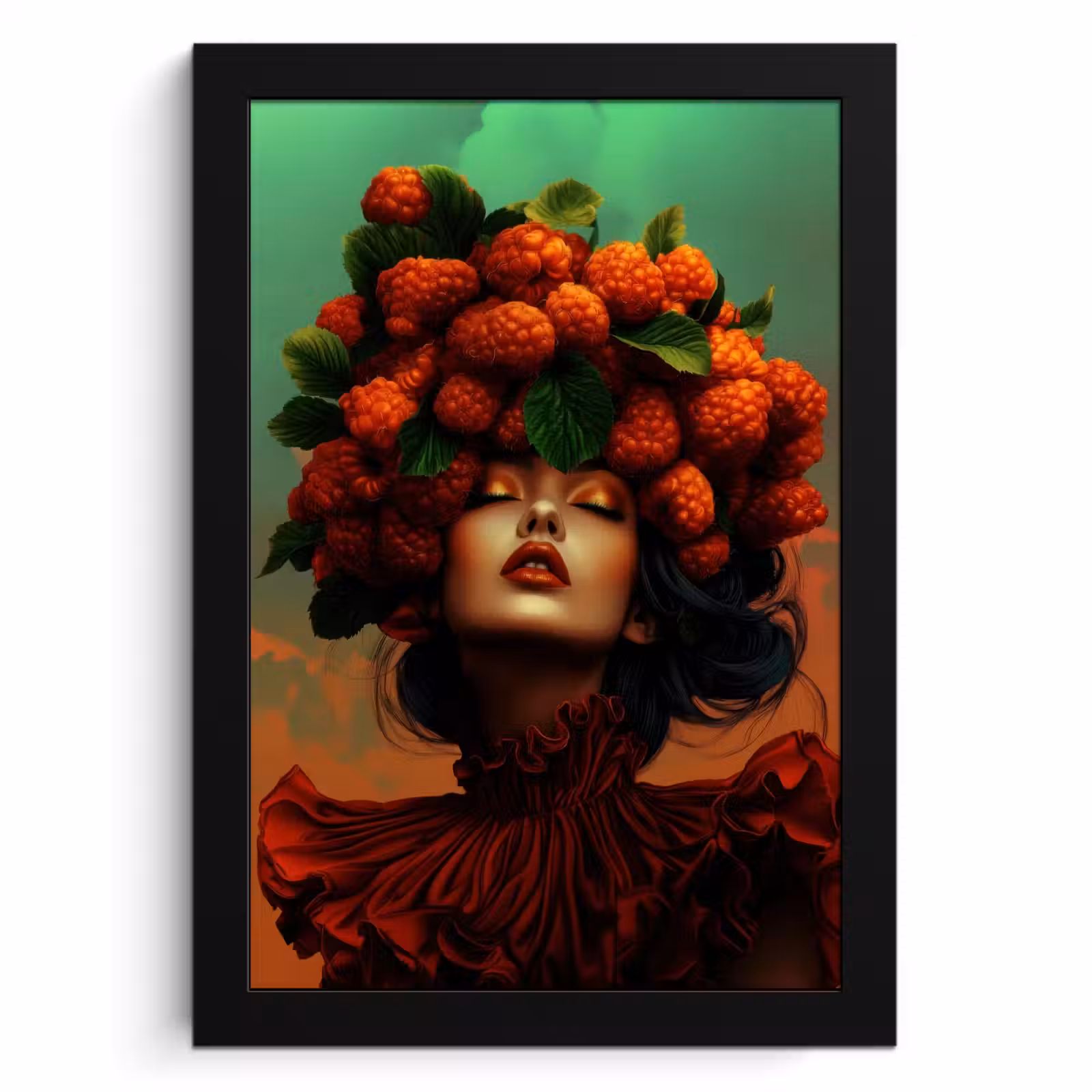 Cuadros enmarcados - Mujer - Frambuesas - Hojas — 1