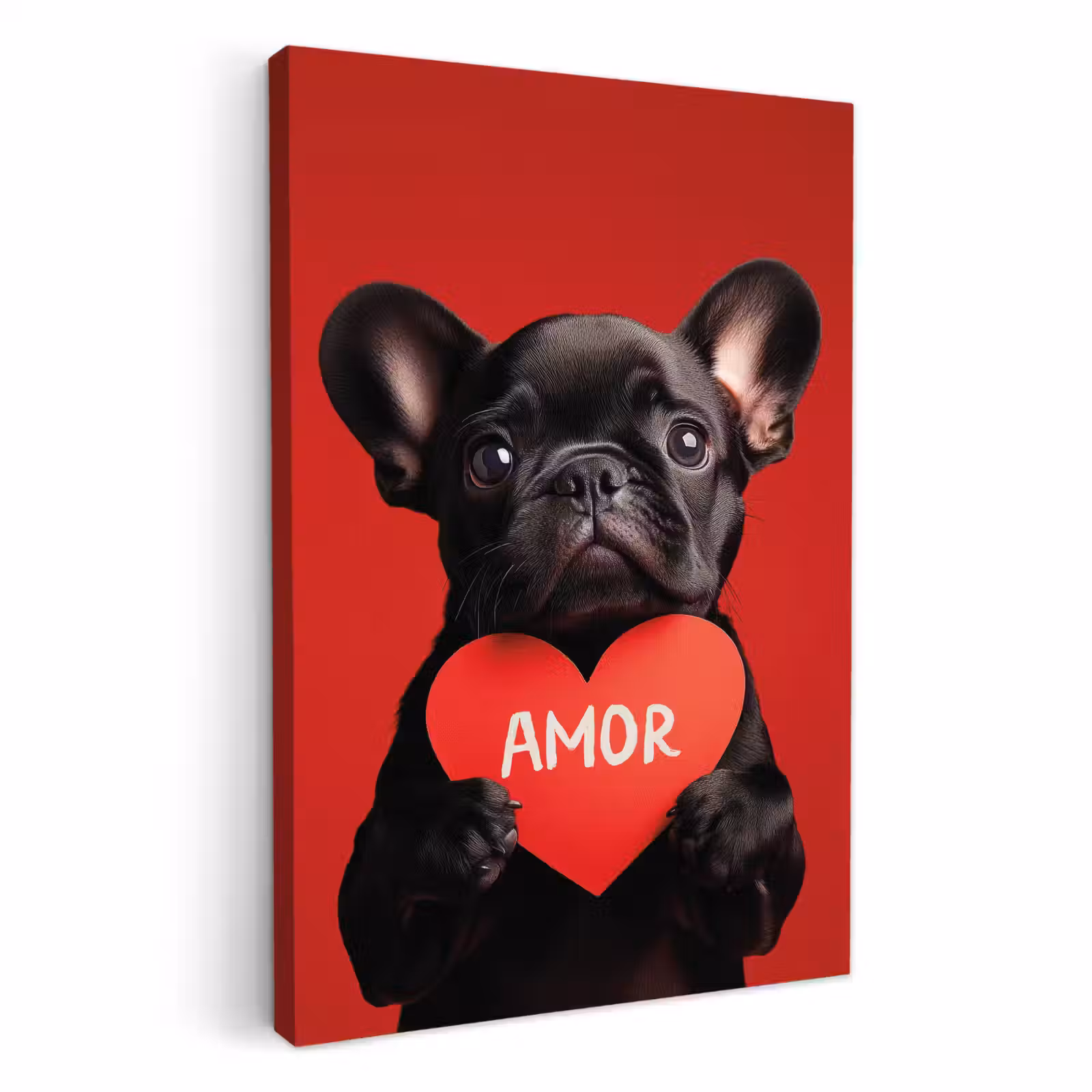 Lienzos decorativos - Amor - Perro - Corazón - Rojo — 1