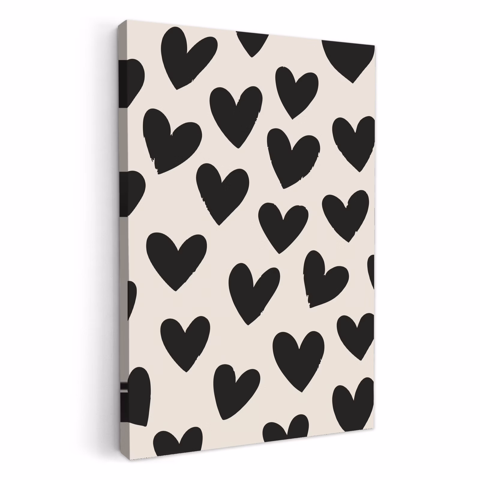 Lienzos decorativos - Corazones - Negro - Beige — 1