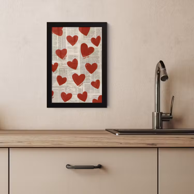 Cuadros enmarcados - Corazones - Periódico - Loveyou — 3