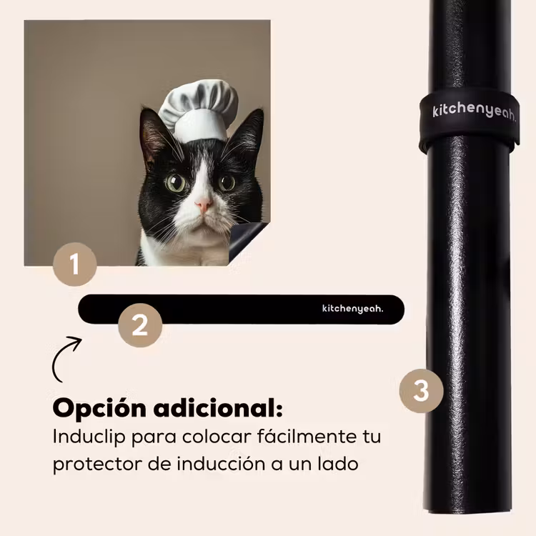 Protector de inducción - Gato - Ropa de cocinero - Negro - Blanco — 8