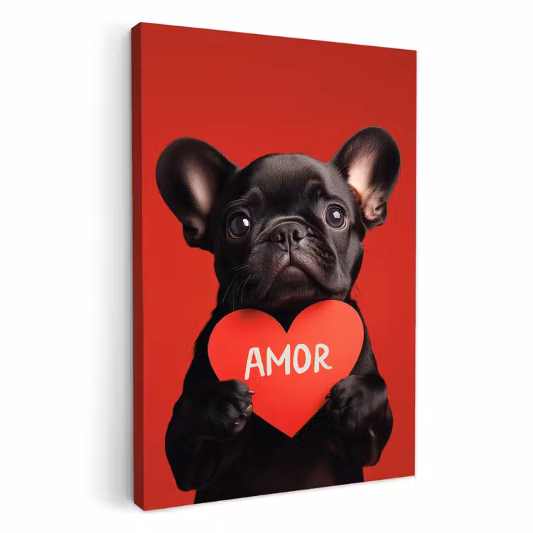 Lienzos decorativos - Amor - Perro - Corazón - Rojo — 1