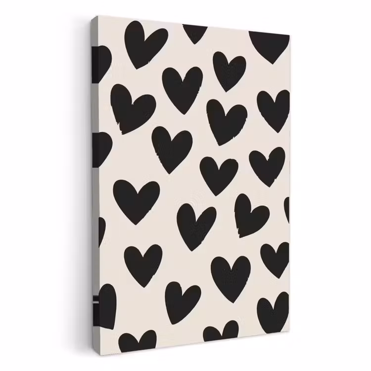 Lienzos decorativos - Corazones - Negro - Beige — 1