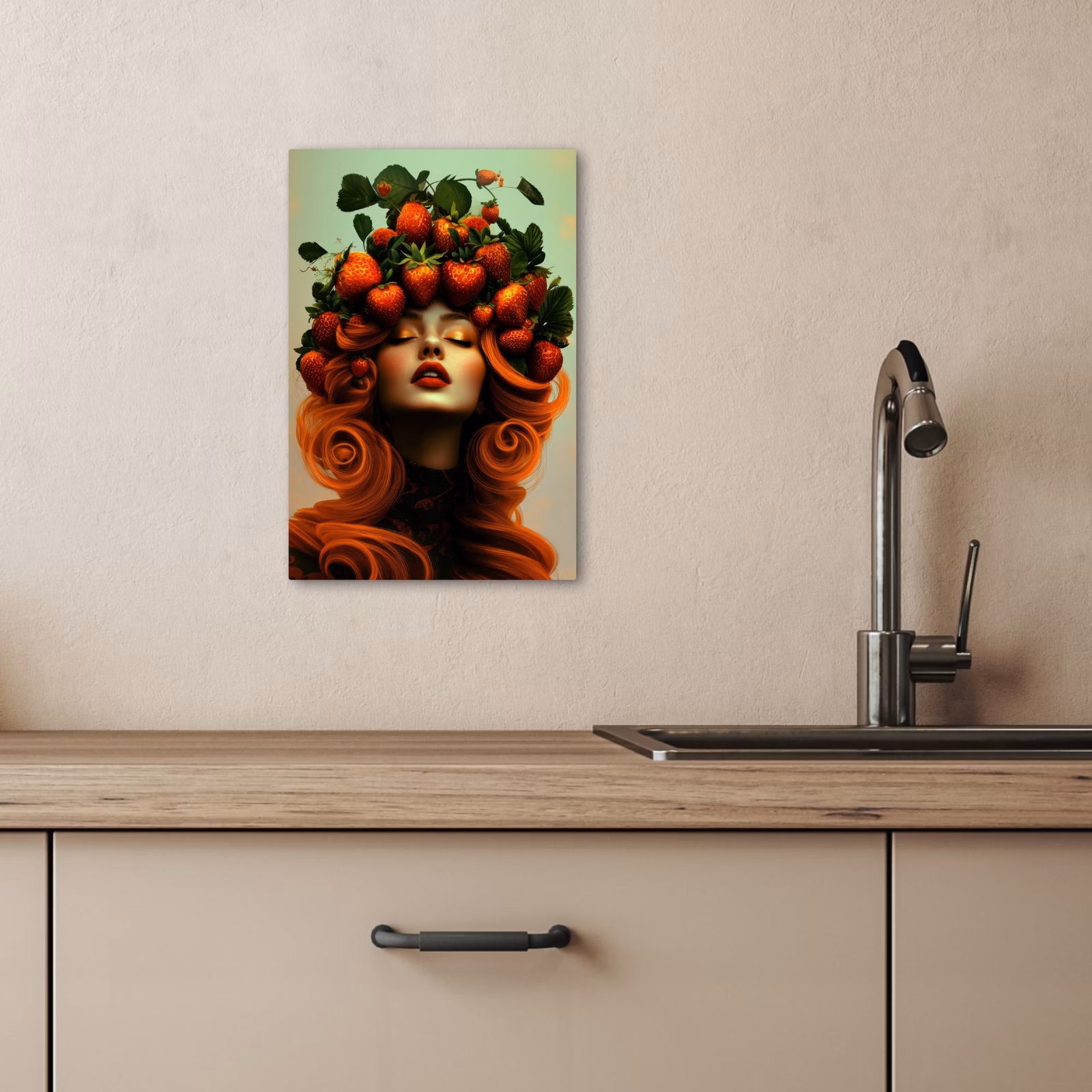 Lienzos decorativos - Mujer - Fresas - Corona — 1