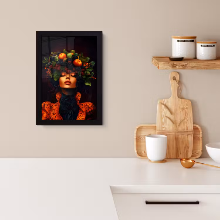 Cuadros enmarcados - Mujer - Negro - Bayas - Zarzamoras - Manzanas — 2