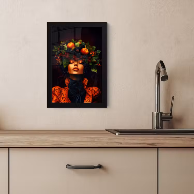 Cuadros enmarcados - Mujer - Negro - Bayas - Zarzamoras - Manzanas — 3