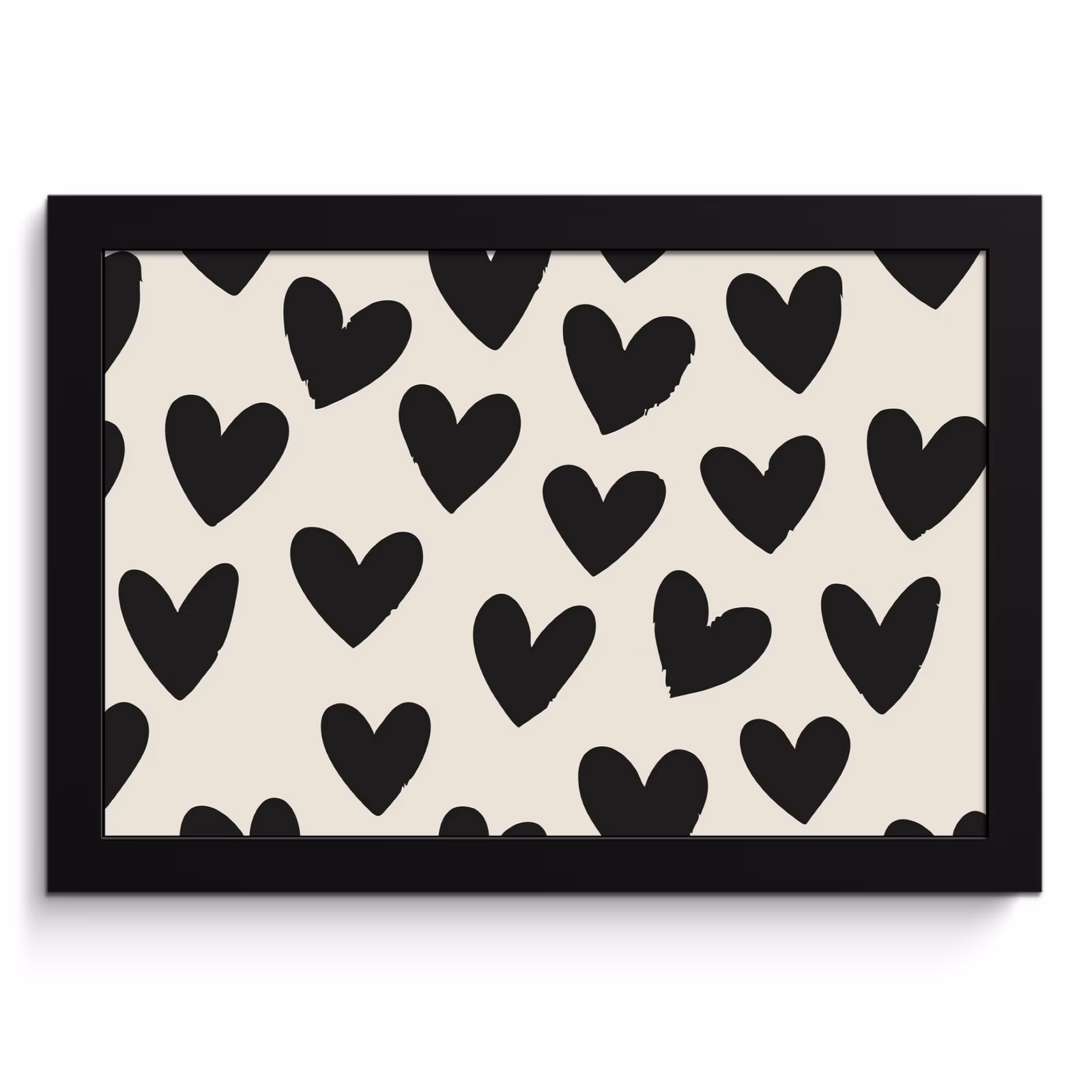 Cuadros enmarcados - Corazones - Negro - Beige — 1
