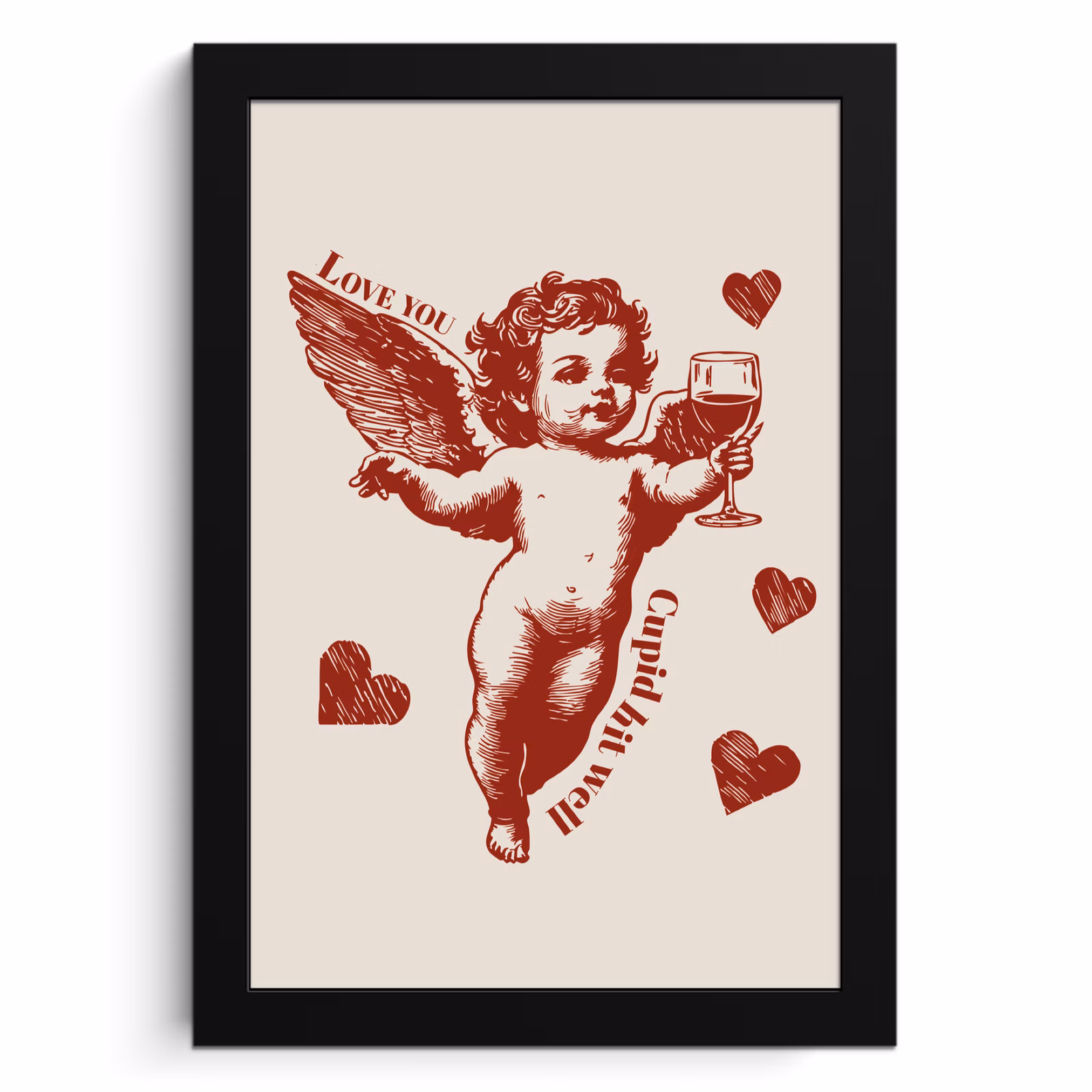Cuadros enmarcados - Cupido - Corazones - Rojo - Clásico — 1
