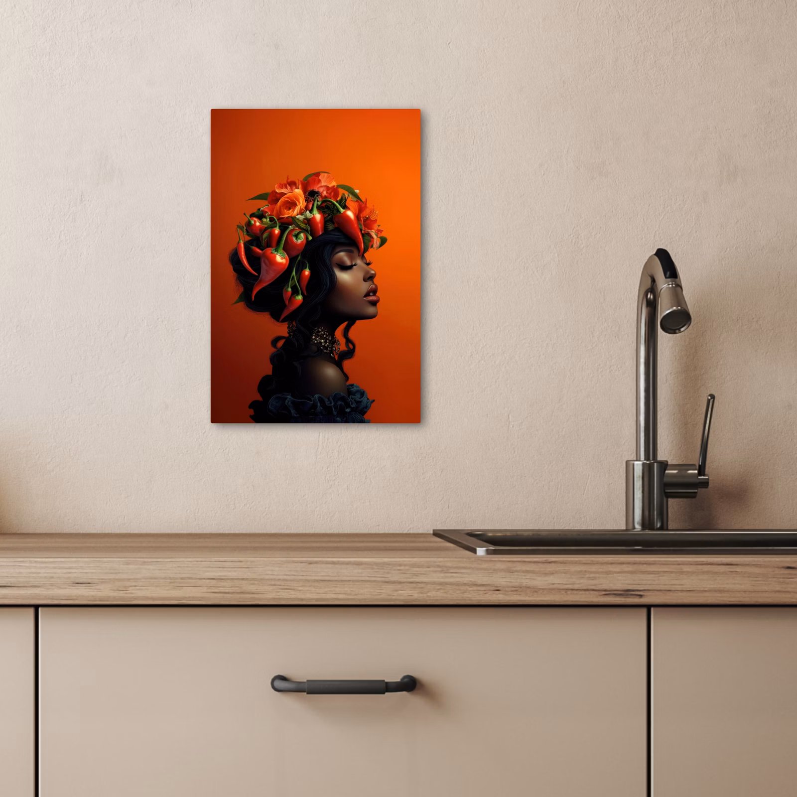 Lienzos decorativos - Mujer - Chiles - Pimientos - Flores — 1