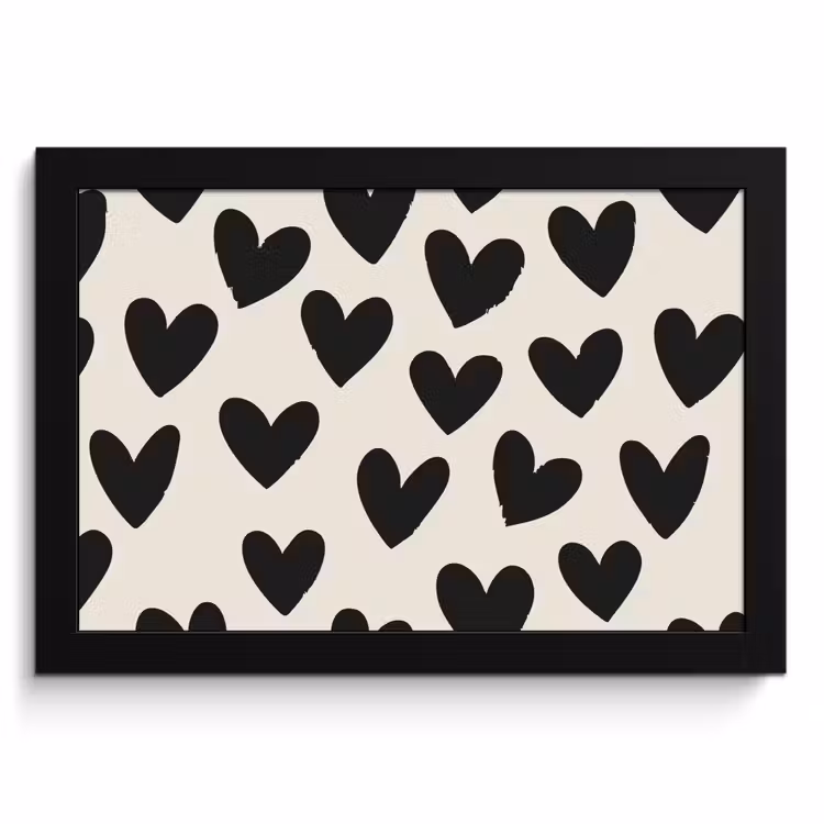 Cuadros enmarcados - Corazones - Negro - Beige — 1