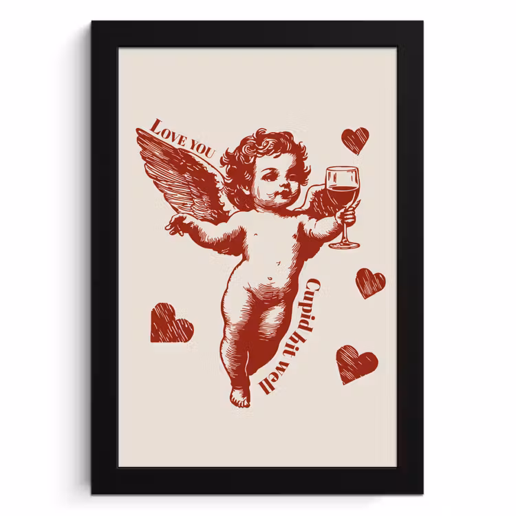 Cuadros enmarcados - Cupido - Corazones - Rojo - Clásico — 1