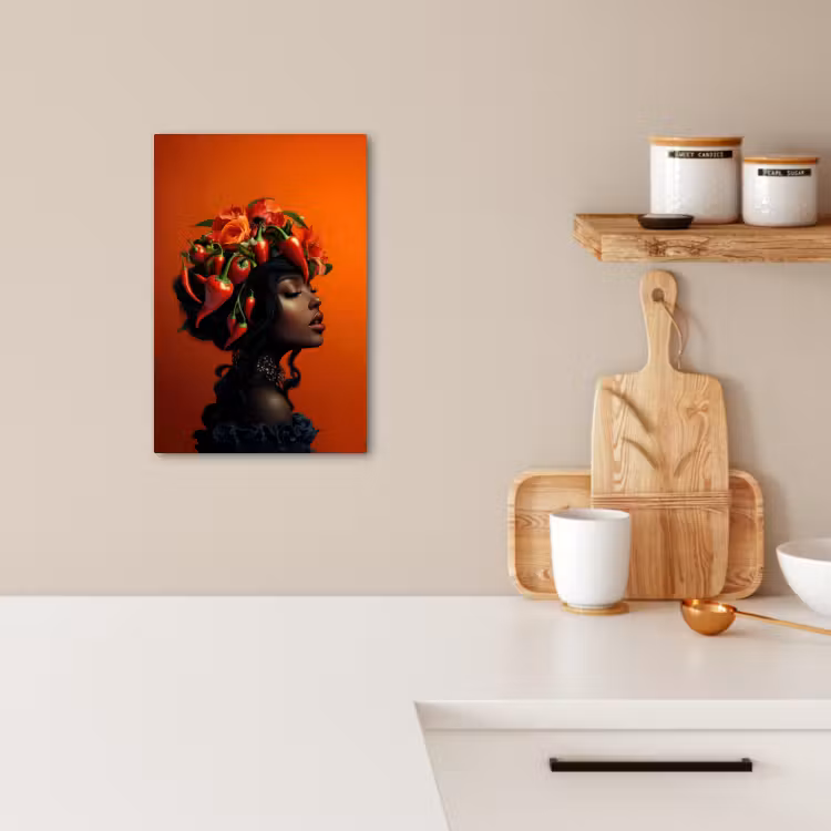 Lienzos decorativos - Mujer - Chiles - Pimientos - Flores — 3
