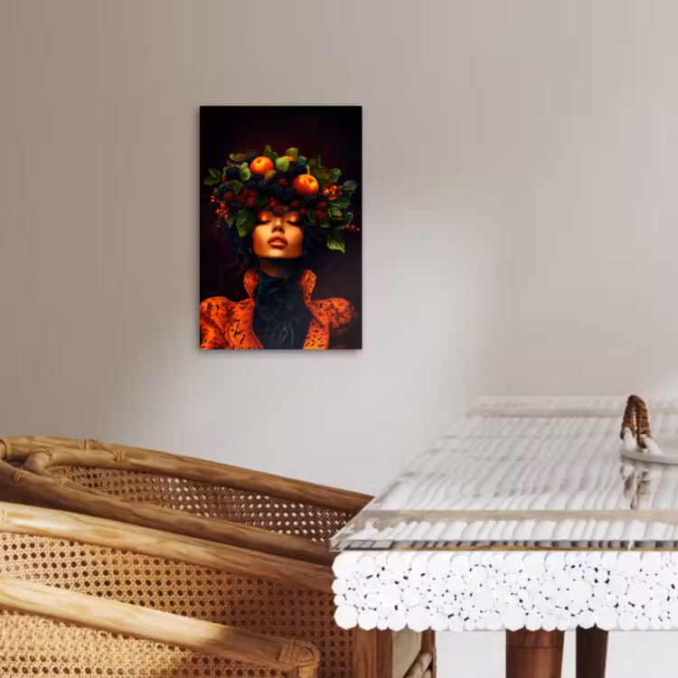 Lienzos decorativos - Mujer - Negro - Bayas - Zarzamoras - Manzanas — 3