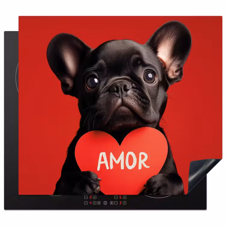 Protector de inducción - Amor - Perro - Corazón - Rojo — 1