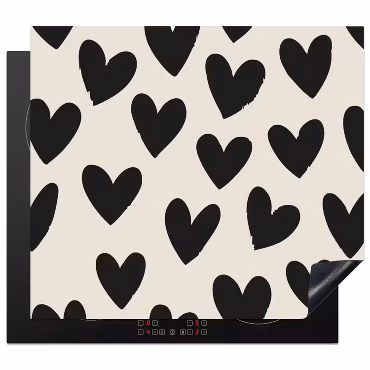 Protector de inducción - Corazones - Negro - Beige — 1