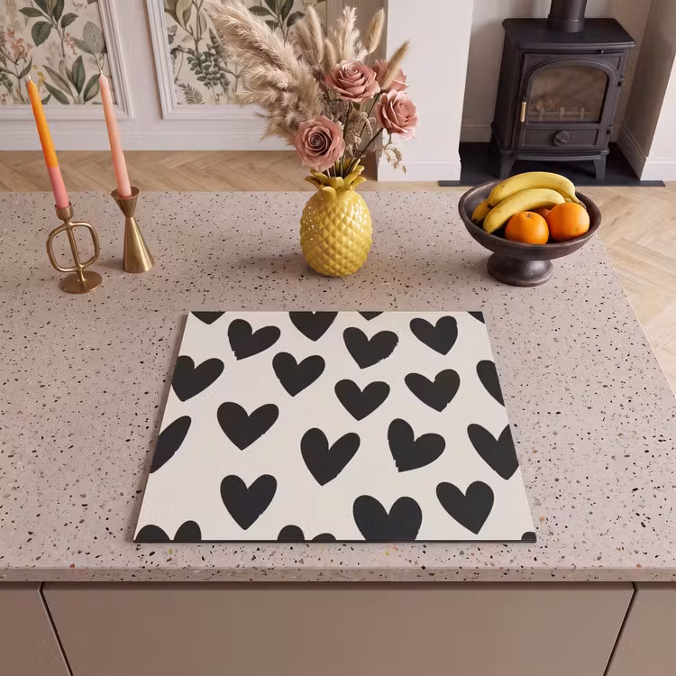 Protector de inducción - Corazones - Negro - Beige — 3