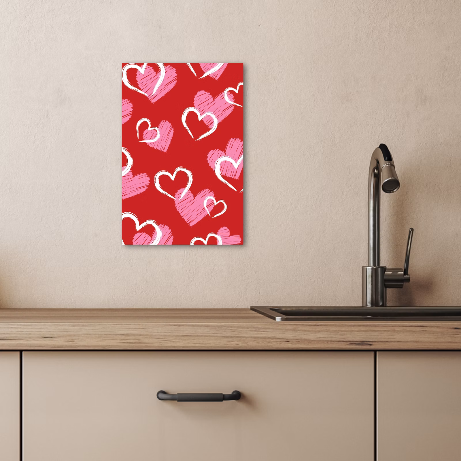 Lienzos decorativos - Patrón - Corazones - Rosa - San Valentín — 1